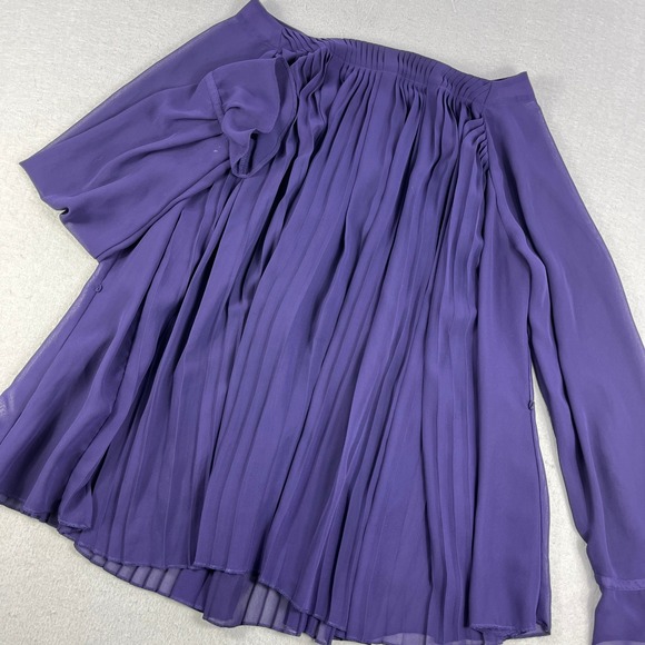 Lane Bryant Tops - Lane Bryant Purple Pleated Off the Shoulder Chiffon Blouse Top Womens 14/16